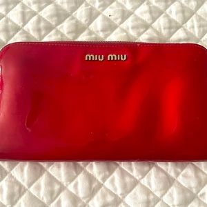 Women’s red miu miu brand Patent leather wallet
